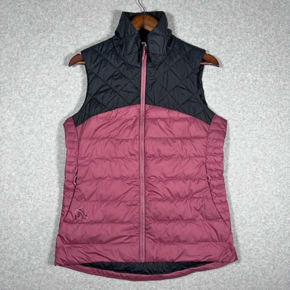 FLYLOW Laurel Quilted Down Puffer Vest Women Medium Two-Tone Pink Black